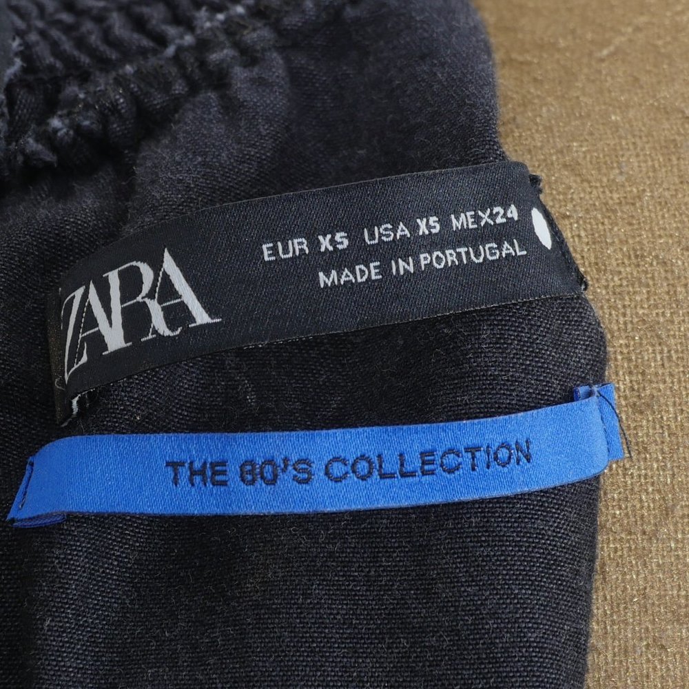 Zara "The 80's Collection" Black Acid Washed High Neck Puff Long Sleeve S XS Top - Picture 2 of 10
